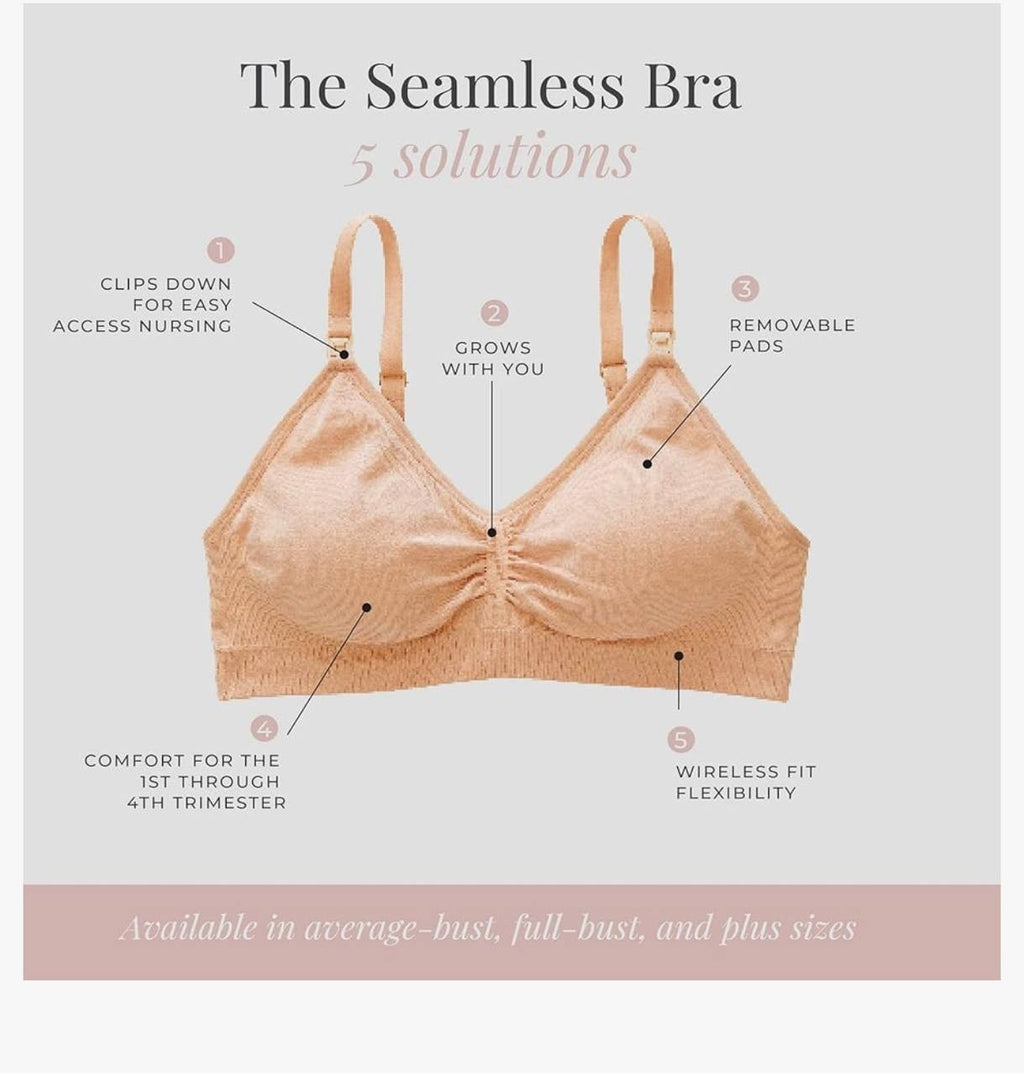 Motherhood Maternity Seamless Clip Down Nursing Bra – Wireless Comfort,Size M