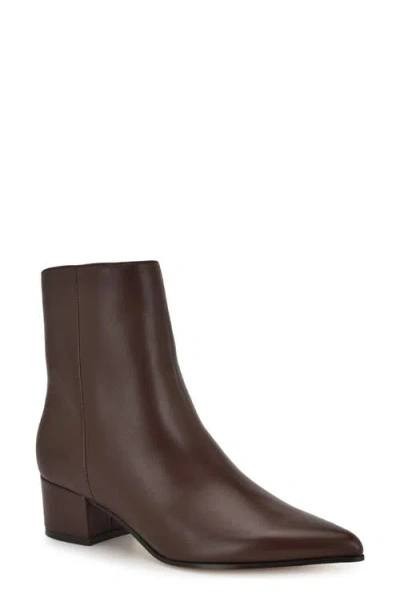 Nine West Maribu Booties 7.5M Dark Brown Leather Pointed Toe Zip NIB mrp$149