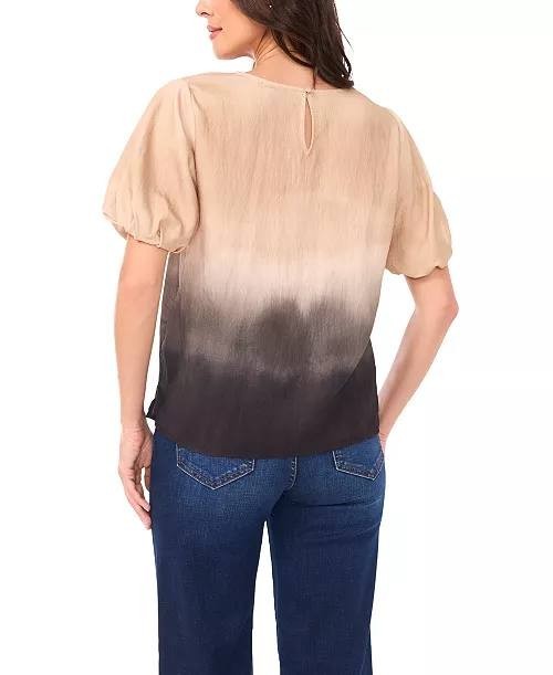 Vince Camuto Puff‑Sleeve Crewneck Top XL Natural Sand NWT $89