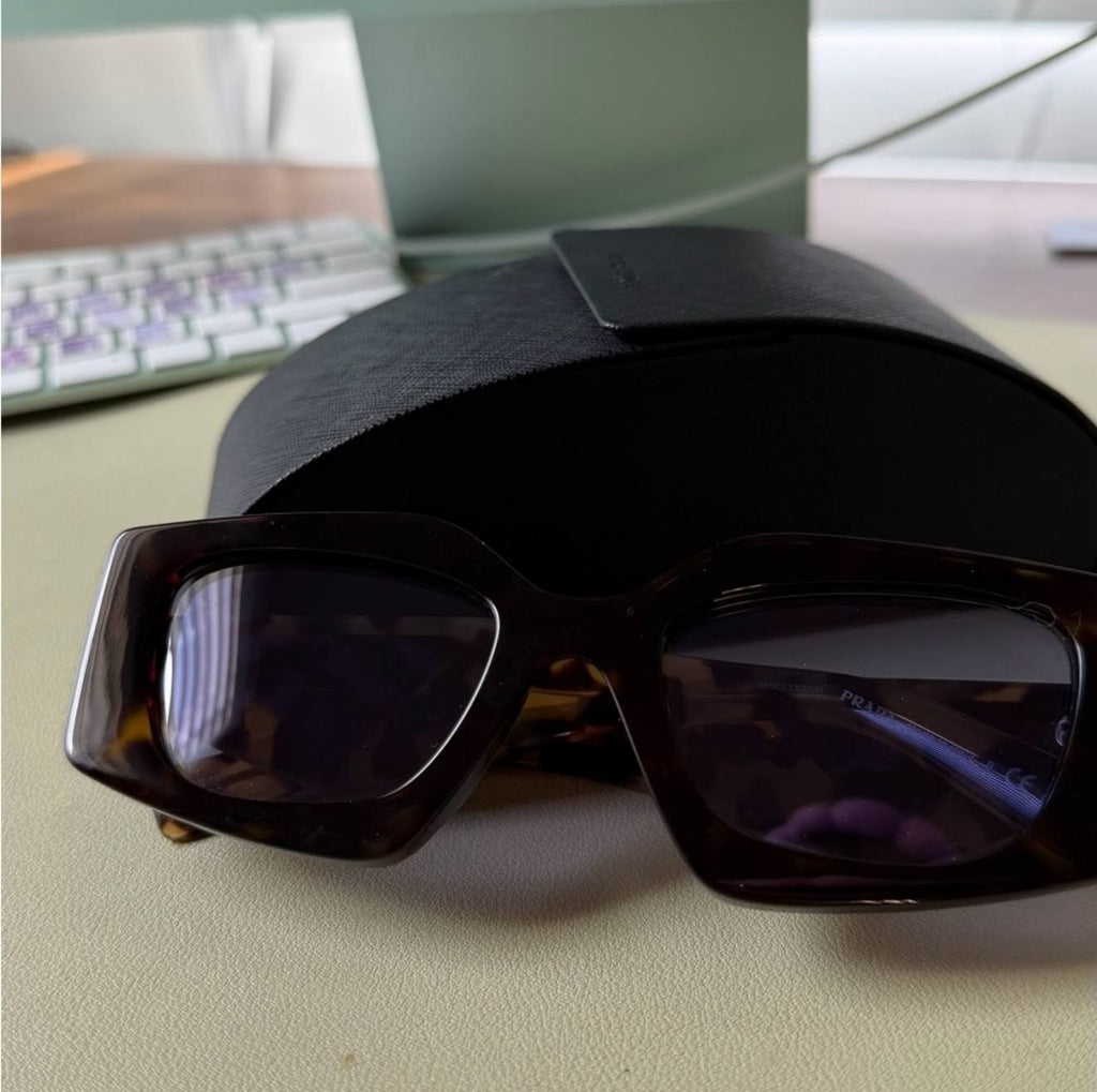 Prada SPR 15Y‑F Tortoise Blue Lens Sunglasses 52mm 2AU‑05Q Italy $375 NWB
