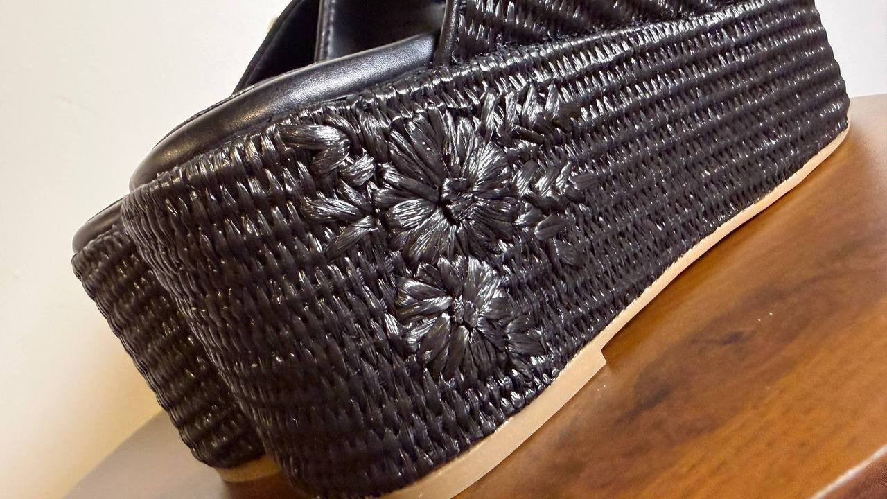 Marc Fisher Black Wedge Sandals 9M New in Box MSRP $150