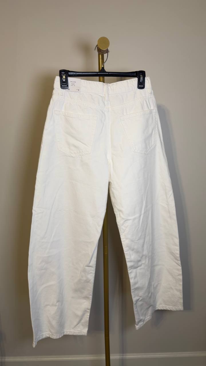 Mango Mid‑Rise Balloon Jeans White 4 NWT $70