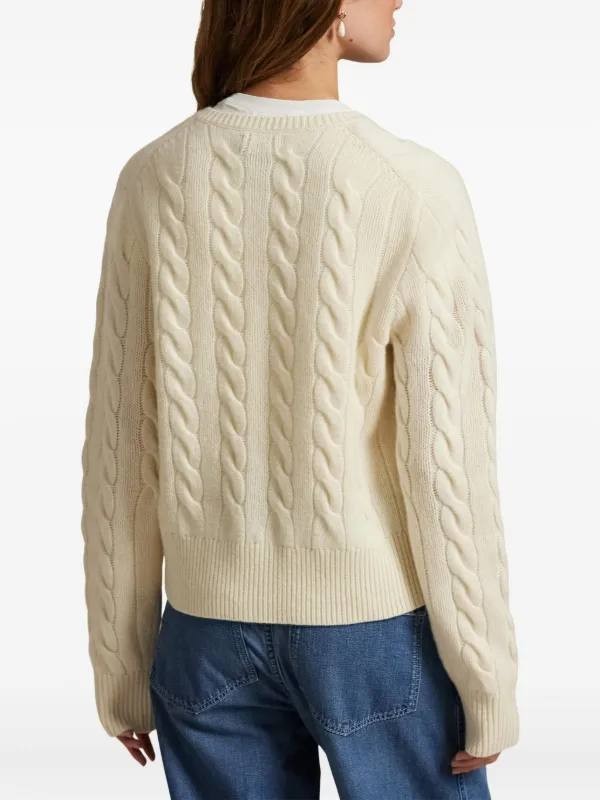 Polo Ralph Lauren Textured Knit Button Cardigan Cream XXS $228