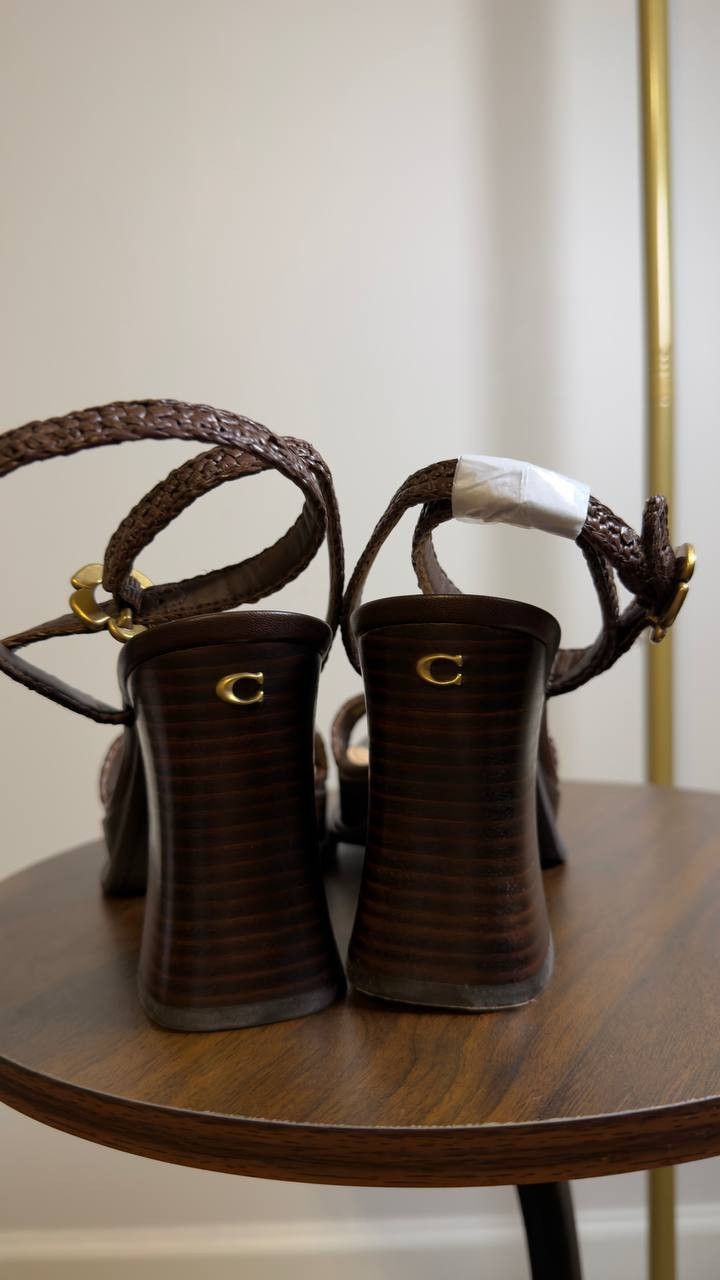 Coach  Platform  Ankle  Strap  Sandals  Maple  8  New  $195
