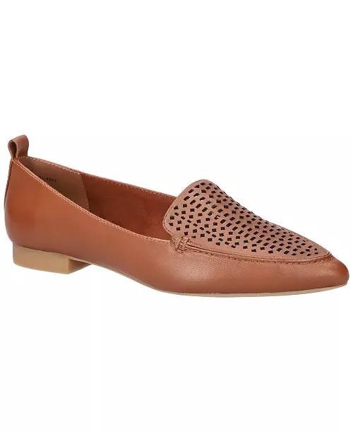 Bella Vita Alessi Perf Pointed Toe Flats Dark Tan Leather Women’s 8W NWB $110