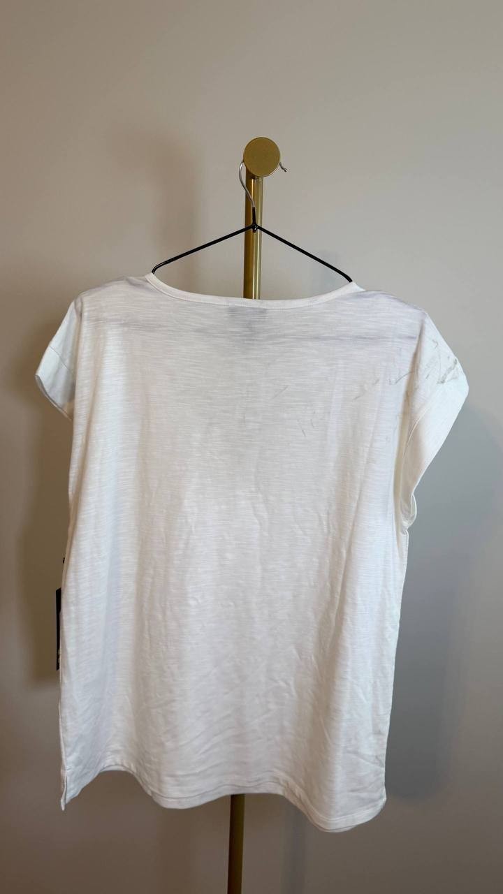 Jones New York Dolman Top Inset Lace White Crew Neck Size M NWT$69 needs washing