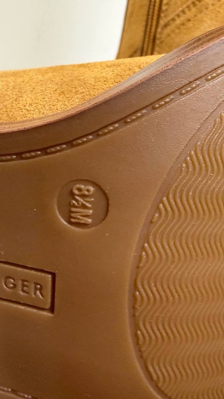 Tommy Hilfiger Laythen Boots 8.5M Natural Suede Tall Square Toe NIB msrp$159