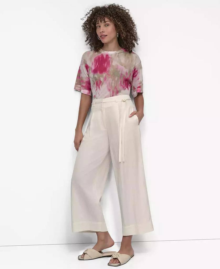DKNY Belted High‑Rise Pleated Twill Pants – Size 8 – NWT – $99
