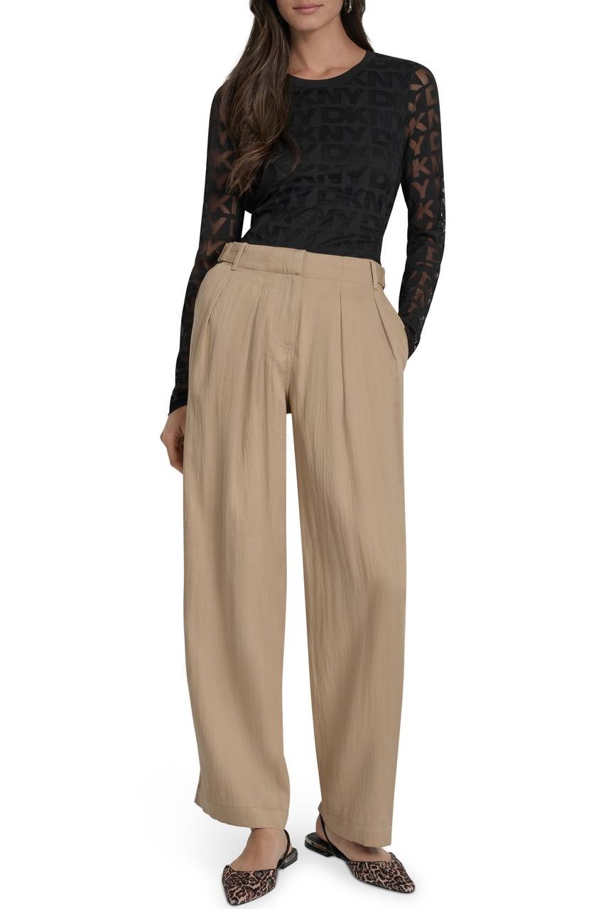 DKNY Weathered Twill Pleated Pants Travertine 12 NWT $99