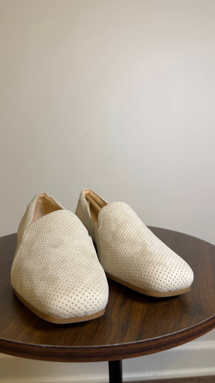 Dr.Scholl’s  Veda  Loafers  Oyster  Fabric  7.5M  New  With  Box  $60