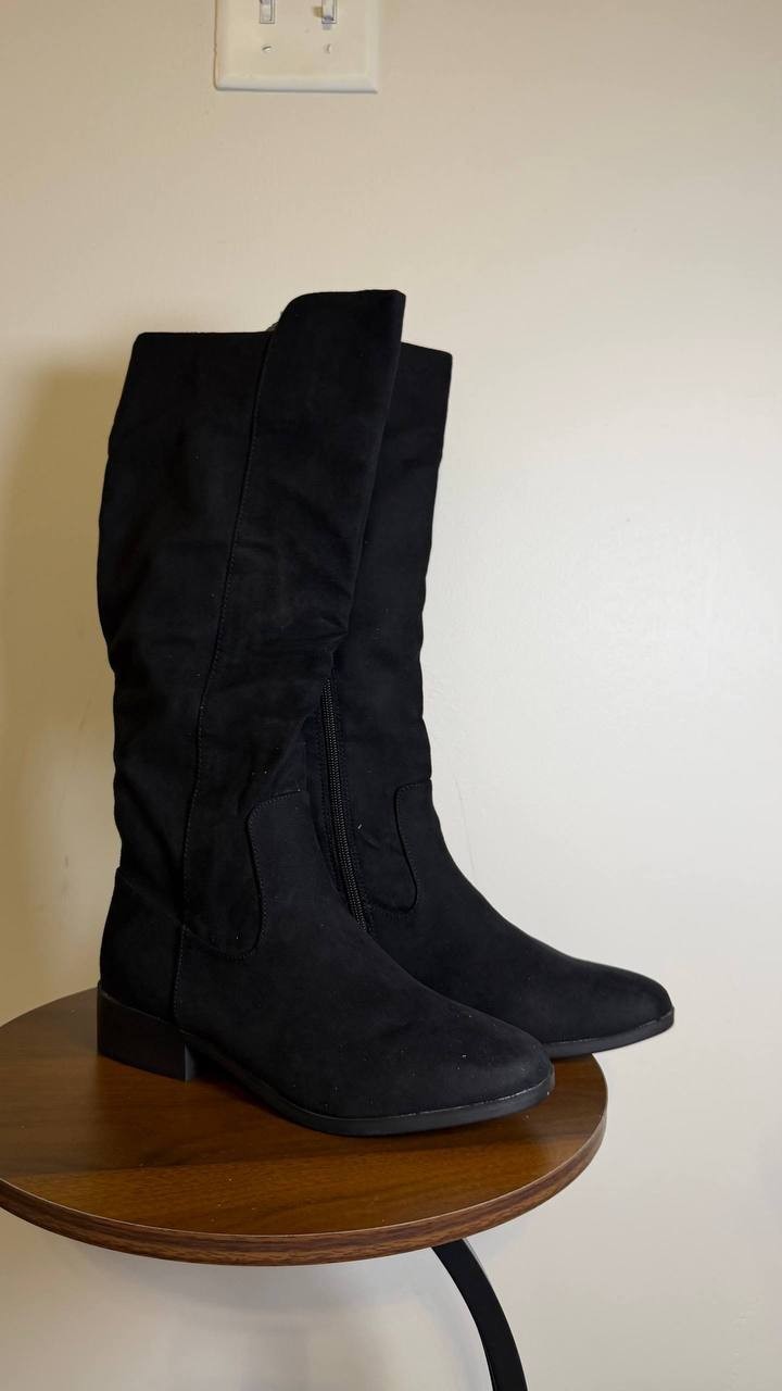 Style & Co Charmanee Tall Boots 8.5 Black Microfiber Fabric Zip NIB msrp$79.90