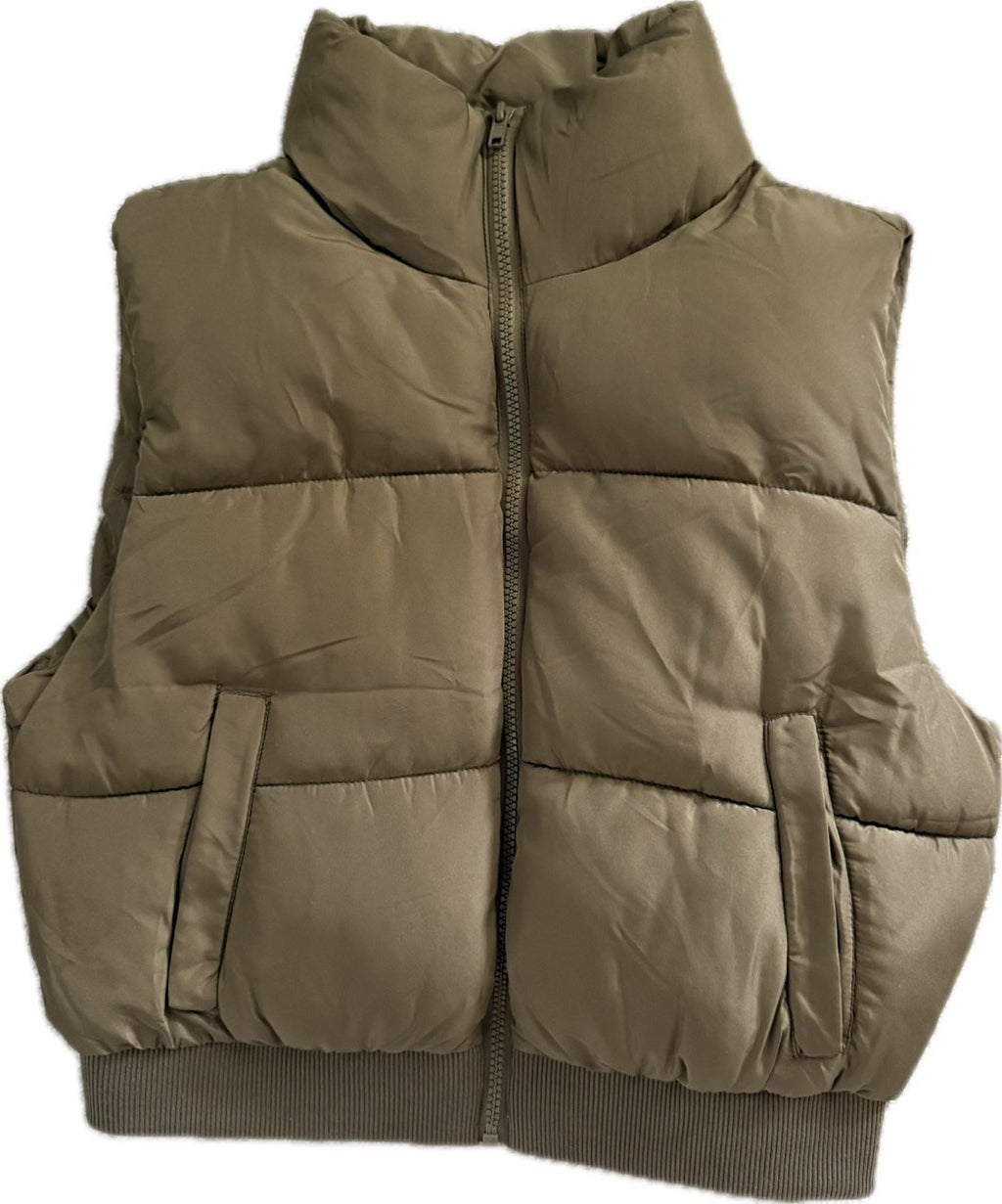 Madden Girl Juniors Zip-Up Puffer Vest Gray Sleeveless Jacket Lightweight