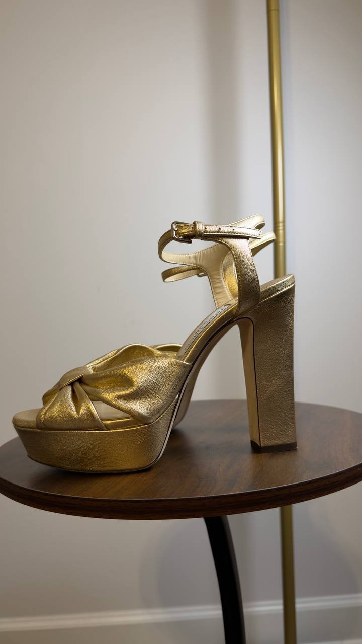 Jimmy  Choo  Platform  Sandals  Gold  Pre‑owned Size 40   $250