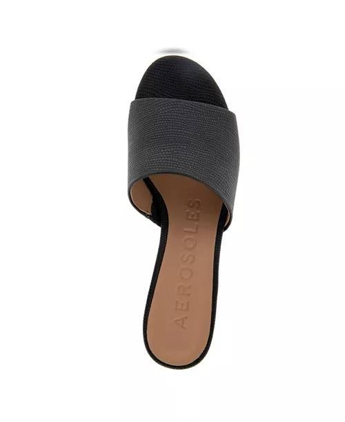 Aerosoles Toe Slide Sandals Black 8 W New $79.00