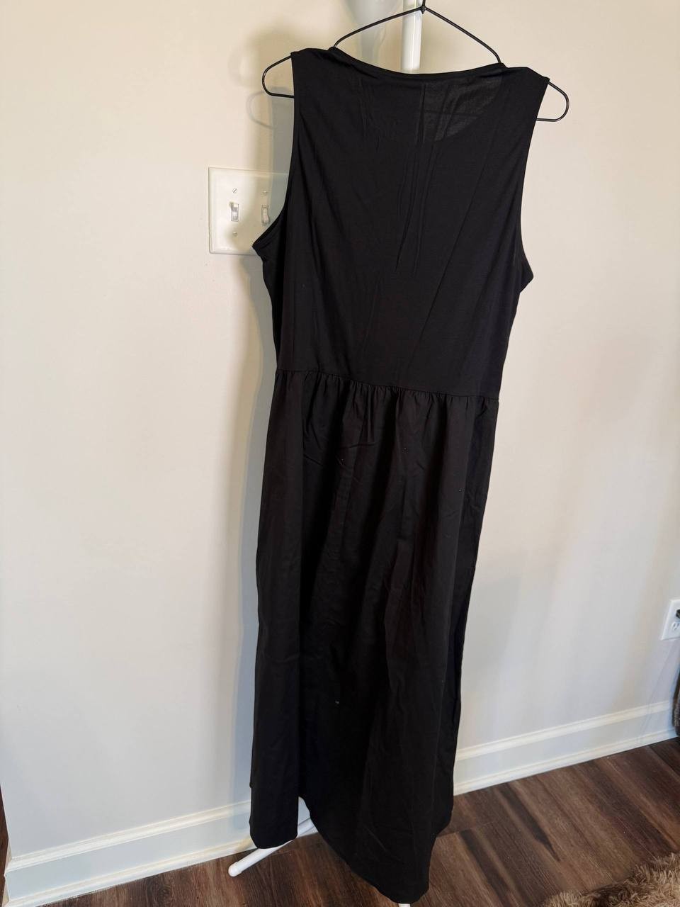 Anne Klein Sleeveless Mixed Media Midi Dress-Black-Size L-NWT-$129