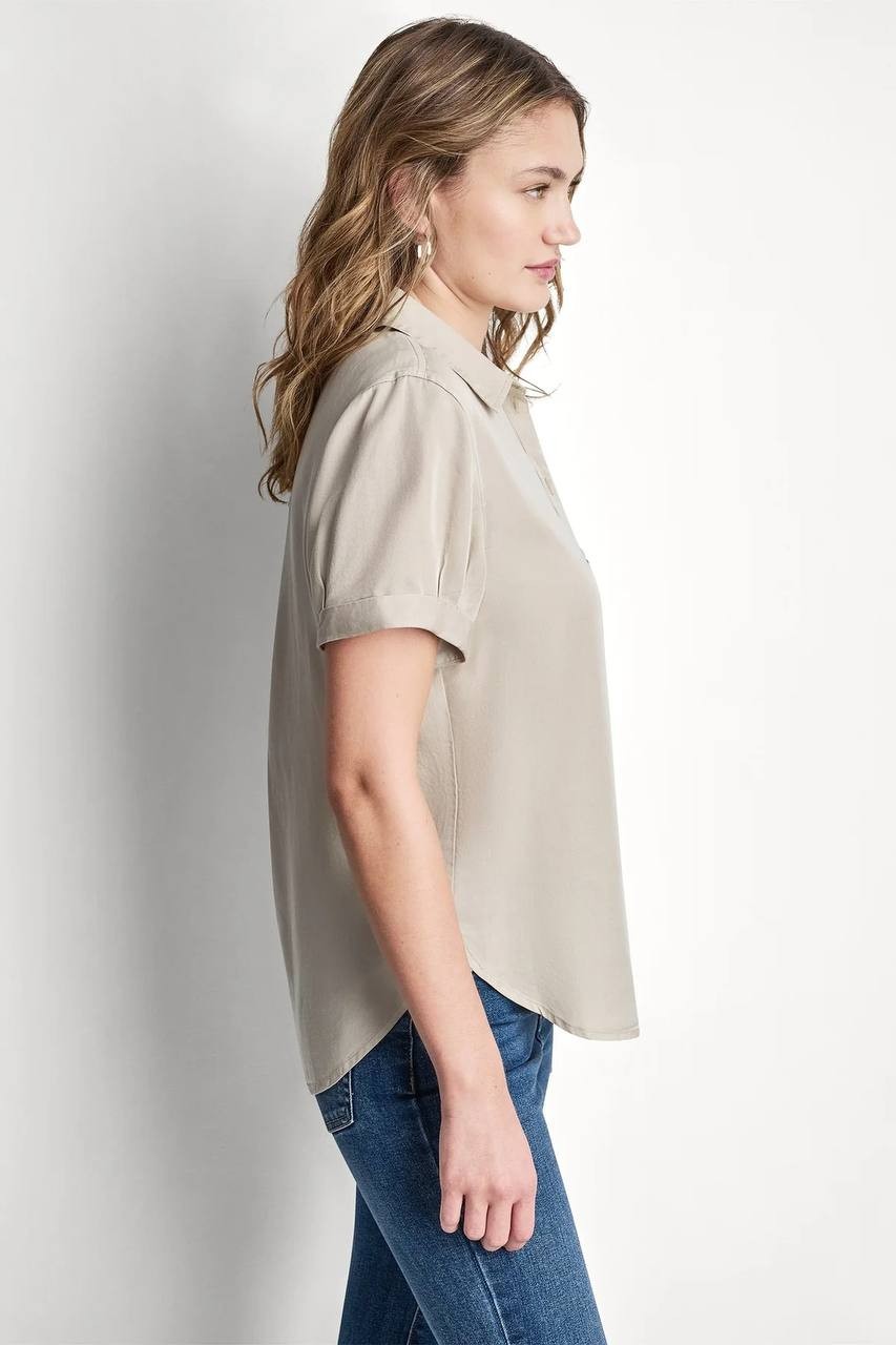 DKNY  Jeans  Women’s  Garment  Dye  Button‑Front  Shirt  Pebble  PM  NWOT  $69