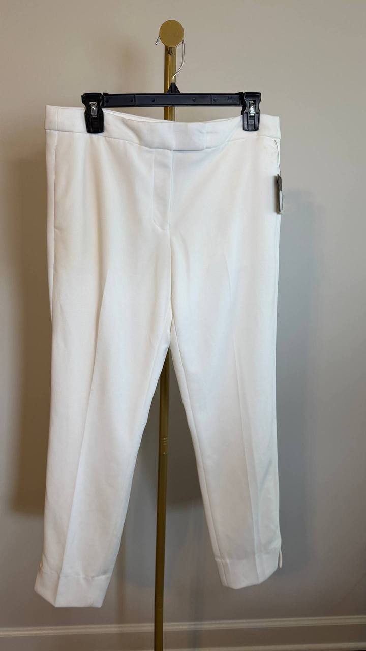 DKNY White Flat Front Straight Leg Career Pants Size 8 NWT Needs Wash