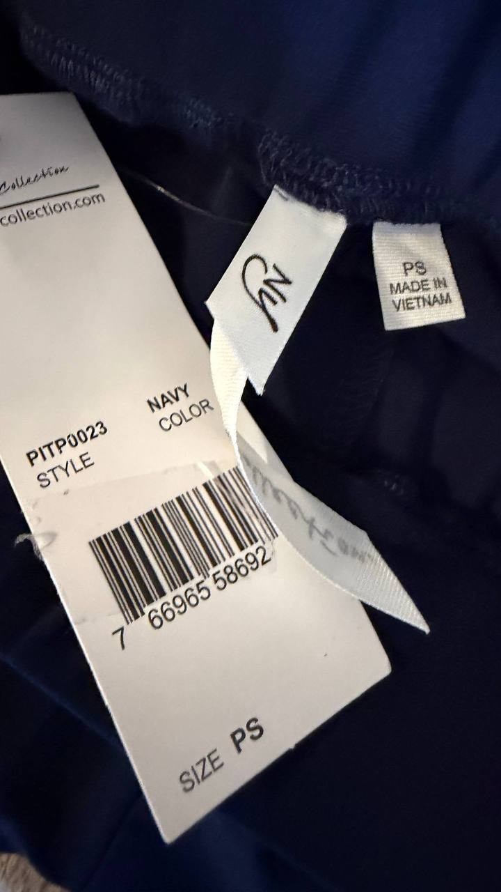 NY Collection Women’s Petite Wide-Leg Palazzo Pants Navy PS $44 NWT