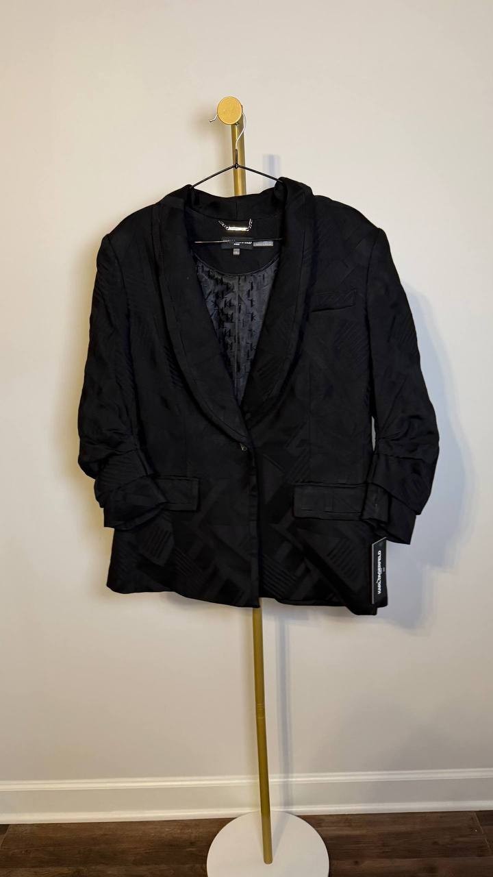 Karl Lagerfeld Paris Jacquard Blazer Pants Suit Black 12 NWT $380