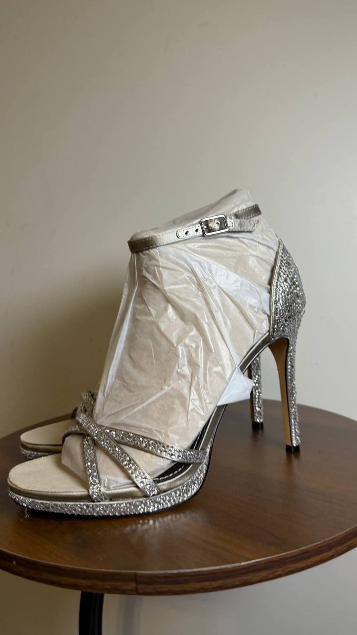 Nine West Silver Textile Dress Sandals Size 9.5M New in Box $119