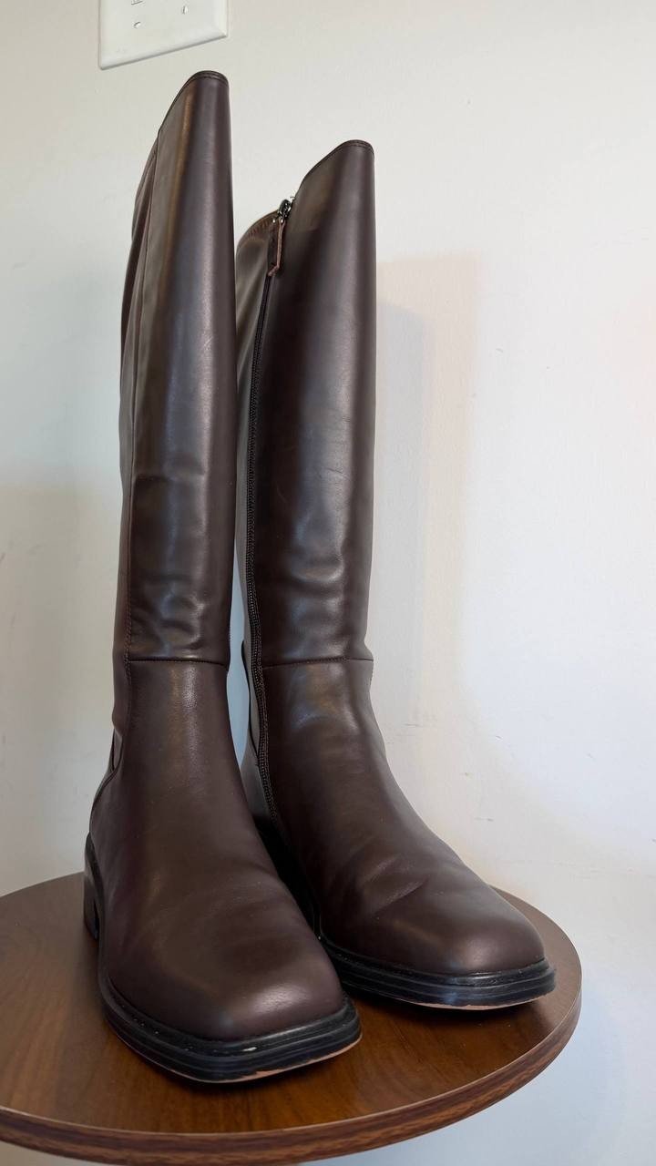 Franco Sarto Gisella Wide Calf Knee High Boots Brown 9M Leather $225 NWB