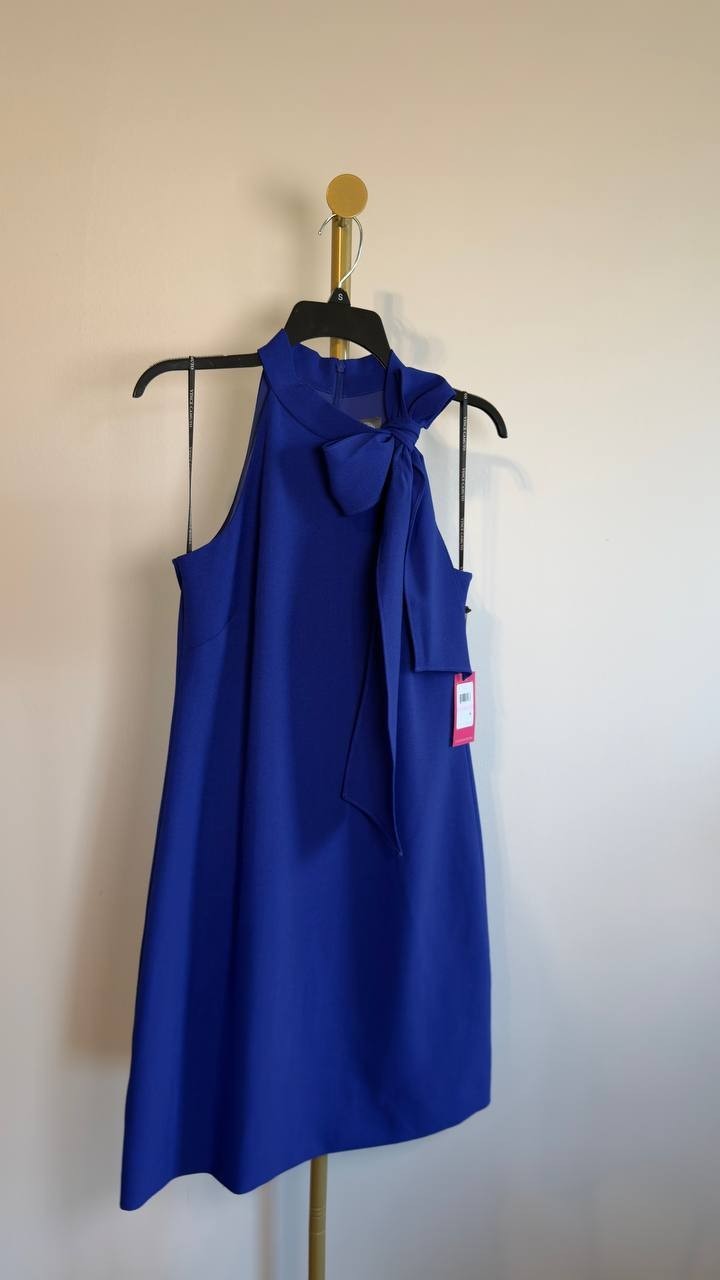 Vince Camuto Tie Neck A-Line Dress Cobalt Blue 6 NWT $128
