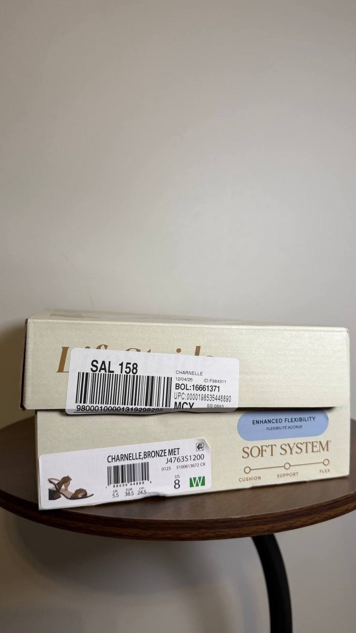 LifeStride Charnelle Sandals 8W Bronze Square Toe Slingback NIB msrp$89.99
