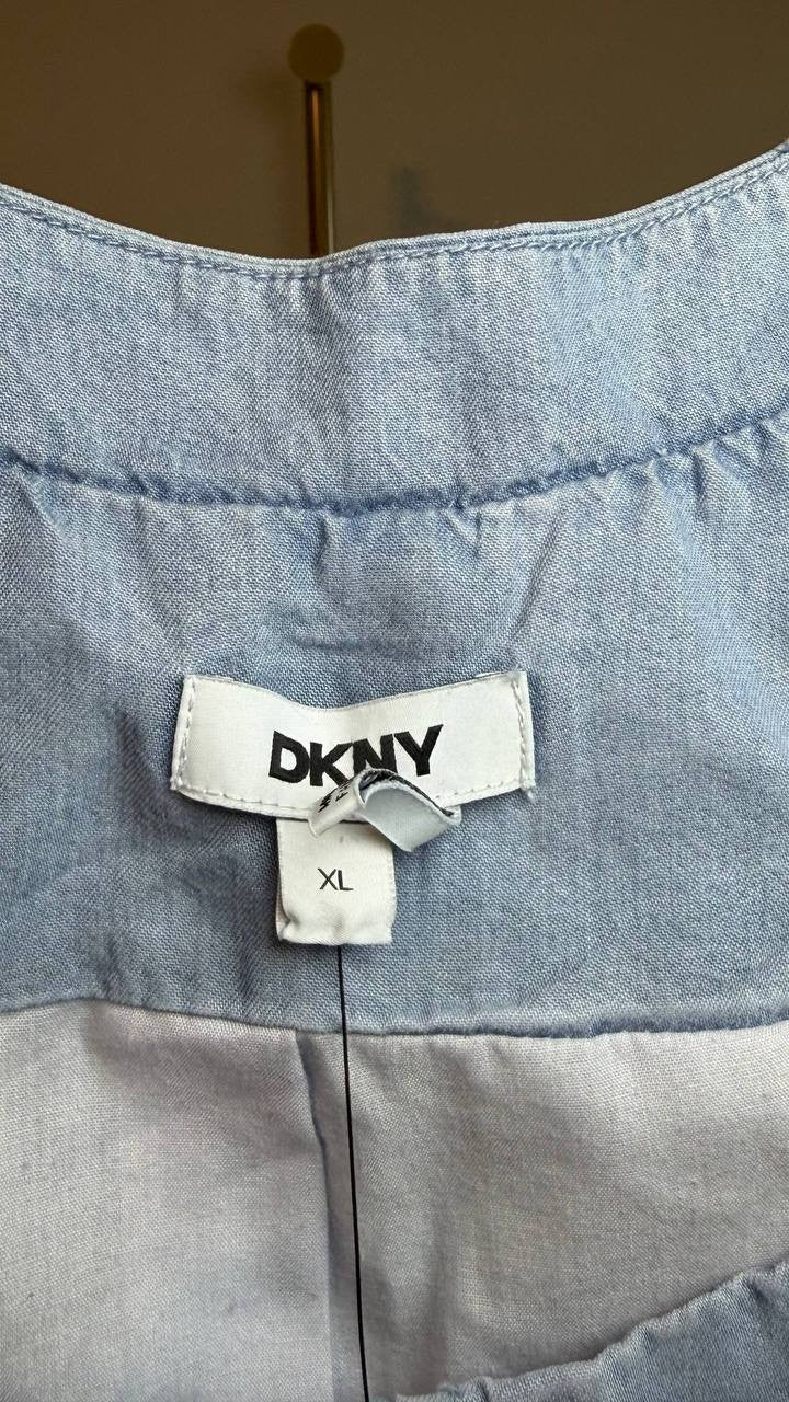 DKNY Zip‑Front Corset Top Chambray XL NWT $89