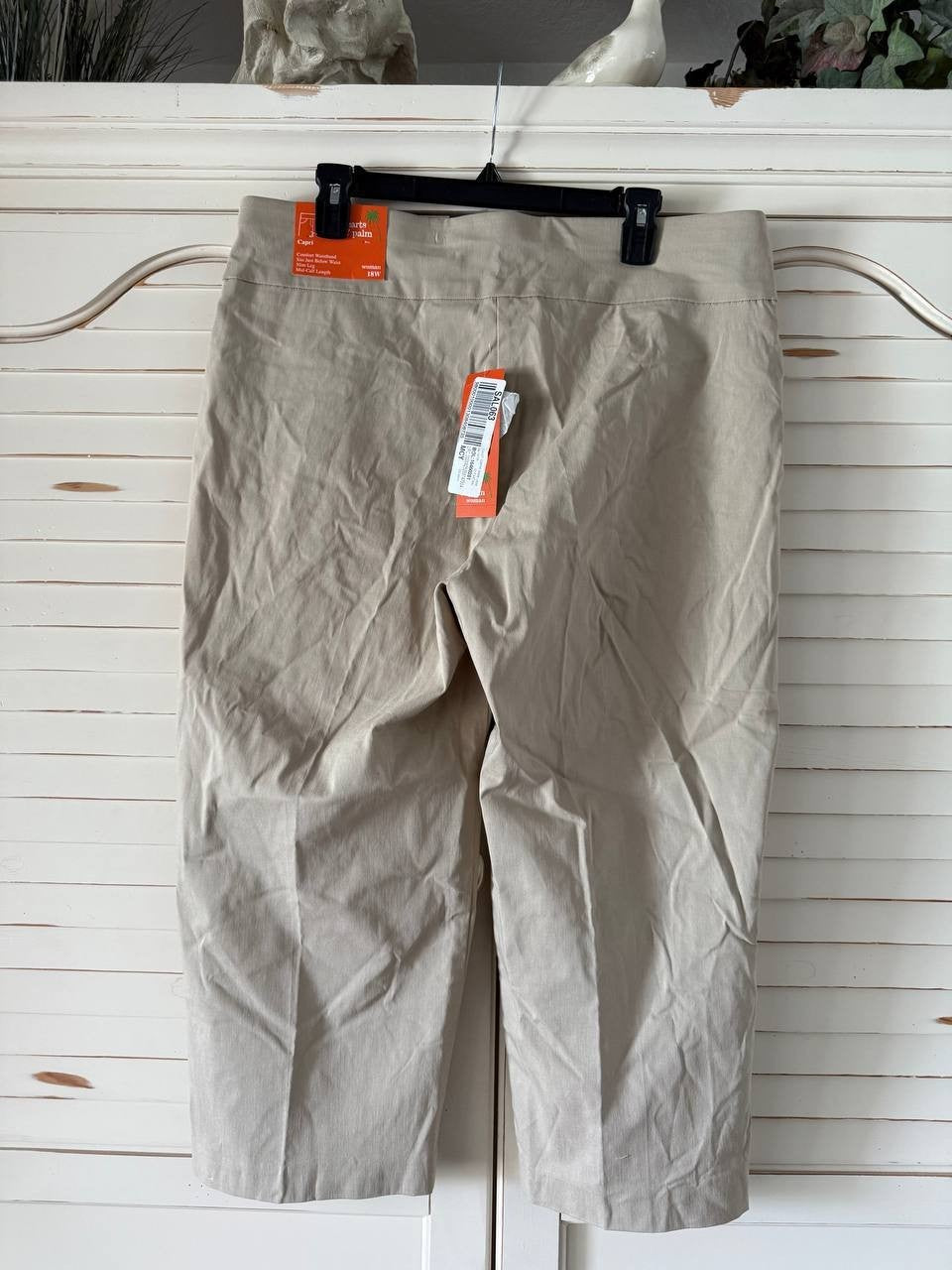 Hearts of Palm Plus Size Pull-On Capri Pants 18W Chino Beige Rayon NWT
