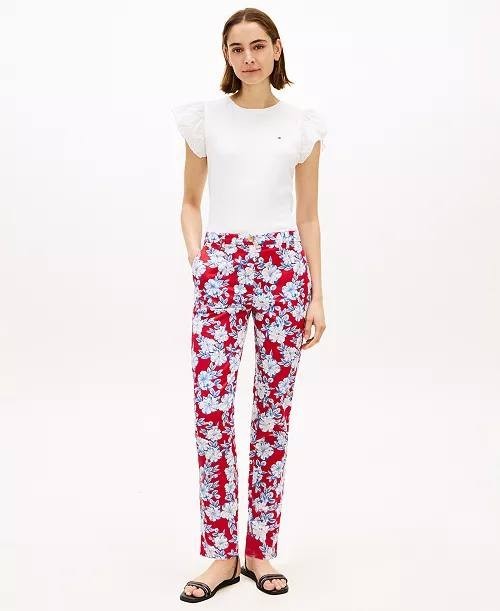 Tommy Hilfiger Twill Slim Chino Pants Blue/Red 10 NWT $74.50