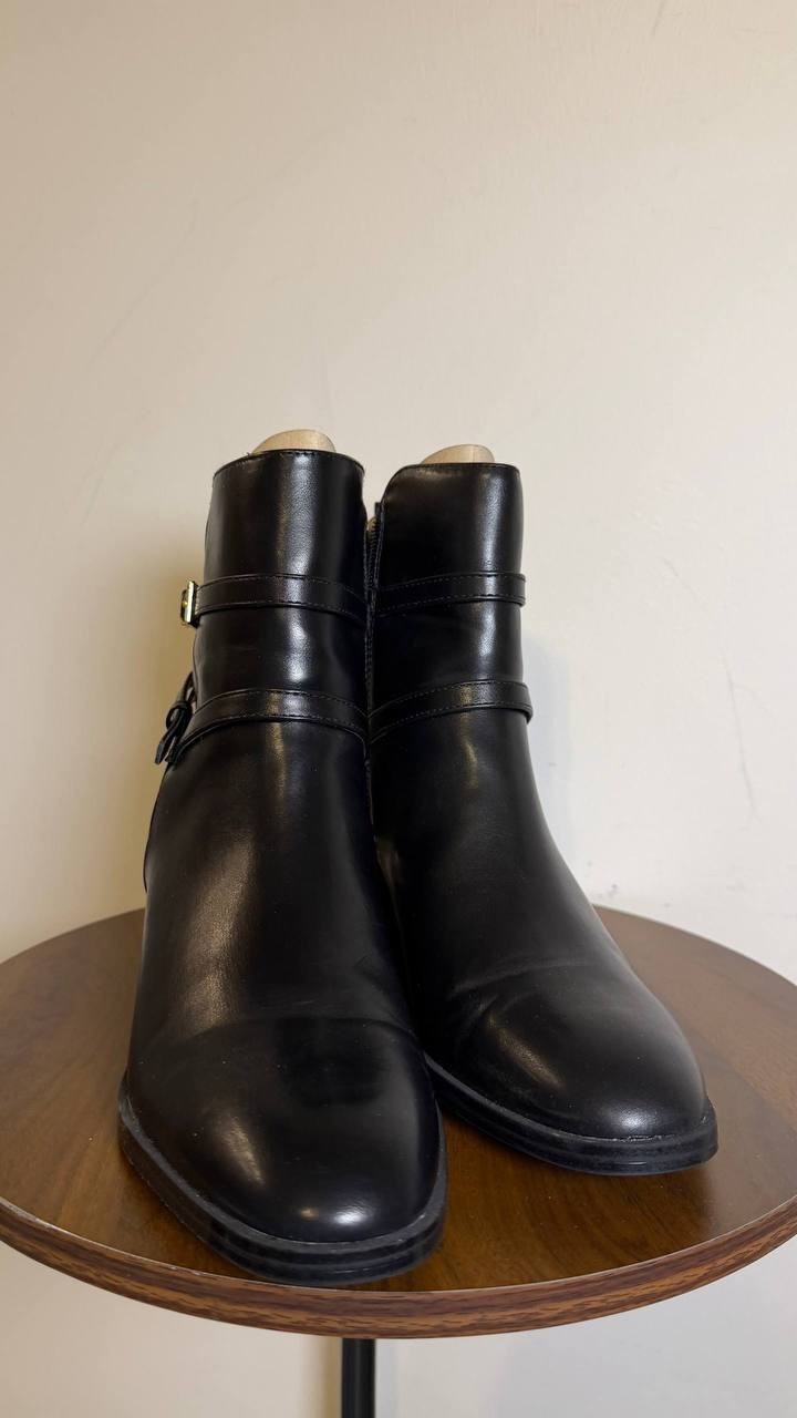 Calvin Klein Black Man‑Made Block Heel Booties 8.5M NIB MSRP $139