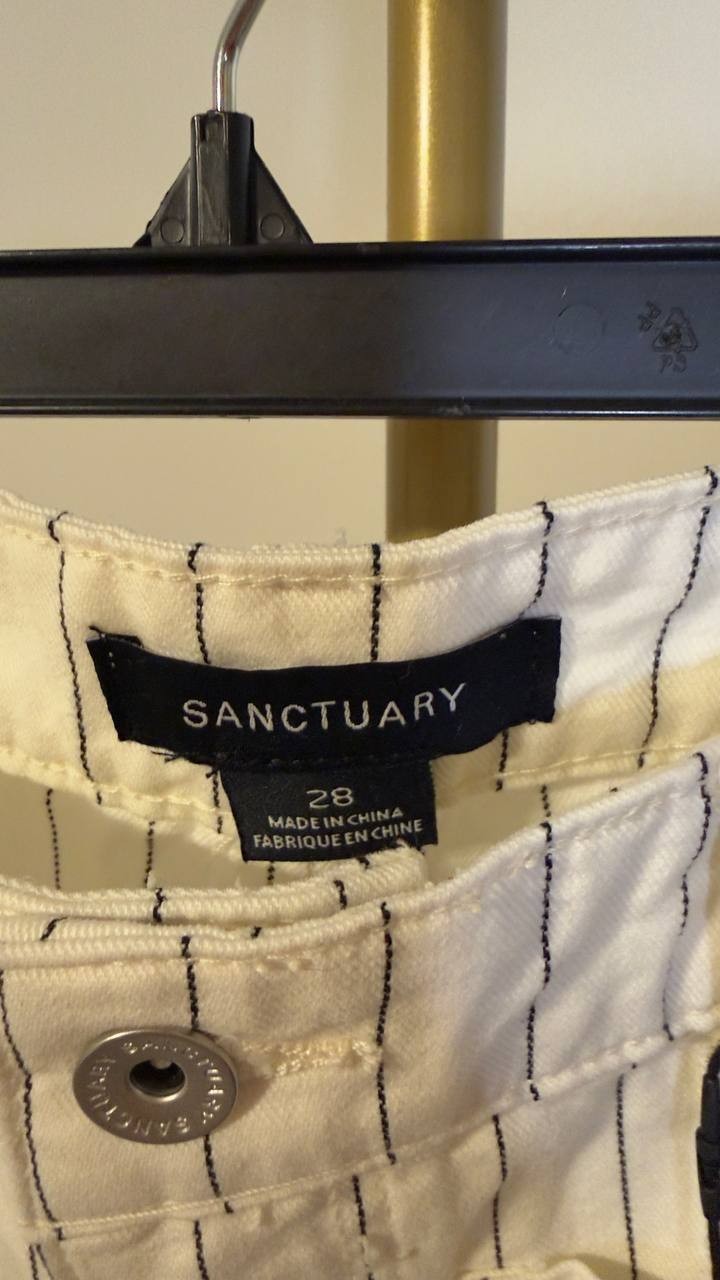 Sanctuary The Marine Mid‑Rise Crop Pants Bleached White Stripe 28 NWT $129