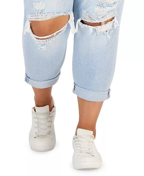 Celebrity Pink Plus-Size Girlfriend Jeans Light Wash Cuffed Distressed