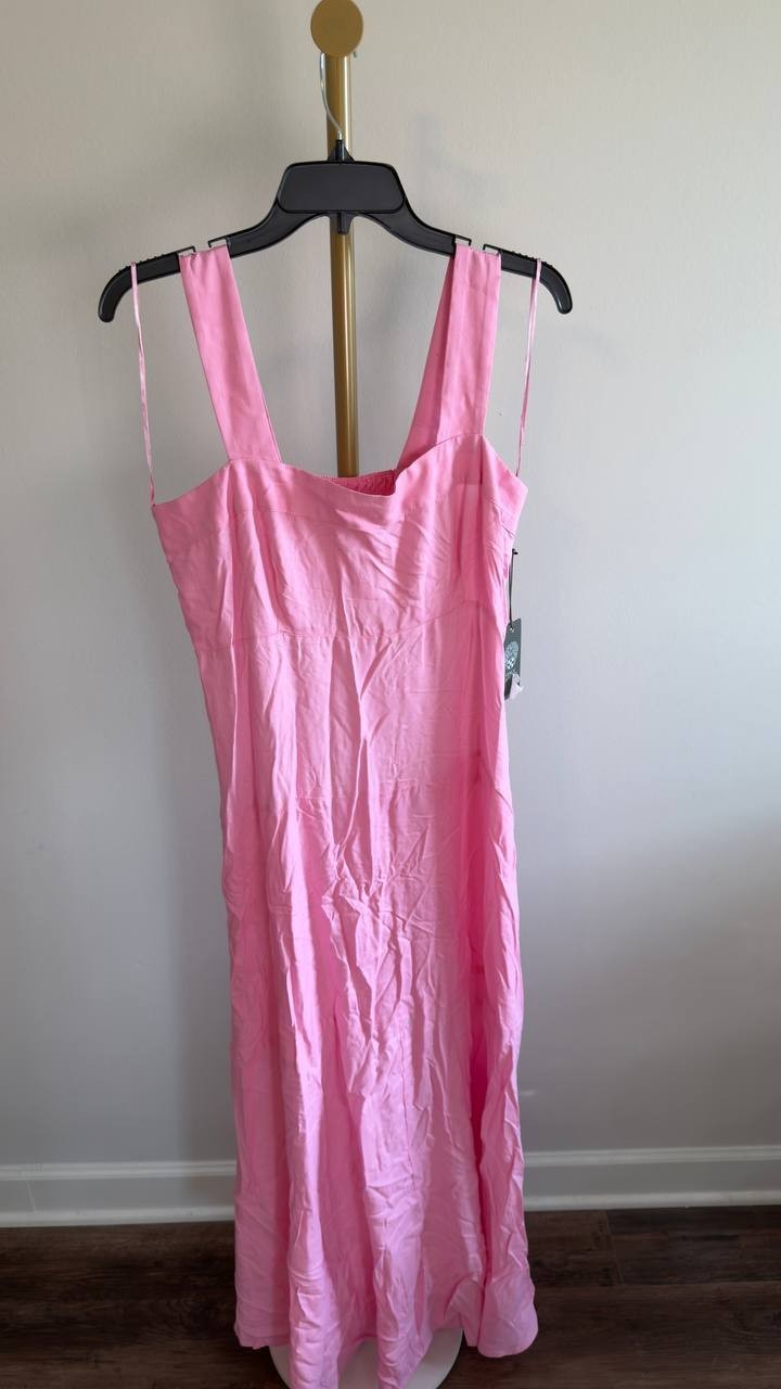 Vince Camuto Square Neck Smocked Back Maxi Dress M Plush Pink NWT $69
