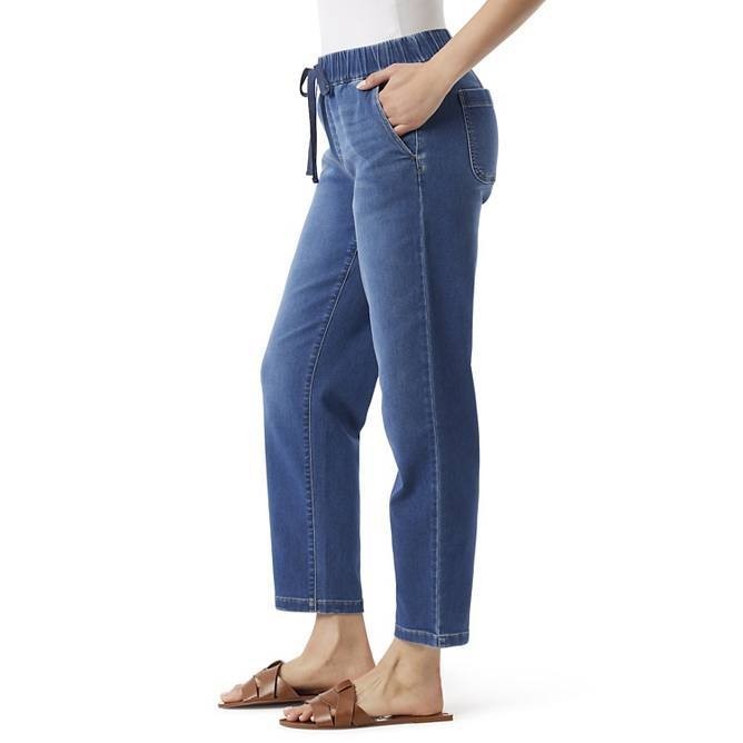 Gloria Vanderbilt Knitology Anya Drawstring Straight Leg Jeans L NWT $52
