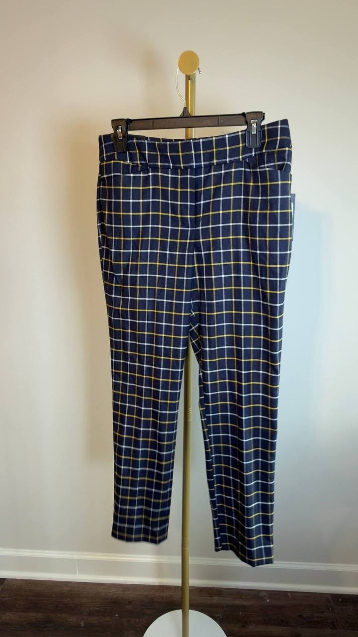 Tommy Hilfiger Sloane Mid‑Rise Ankle Pants Navy Multi 10 NWT $109