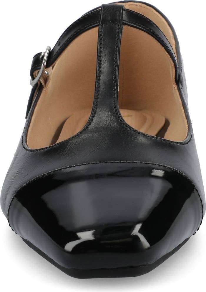 Journee Collection Thea T‑Strap Flats–Black–Size 11W–Faux Leather–New in Box