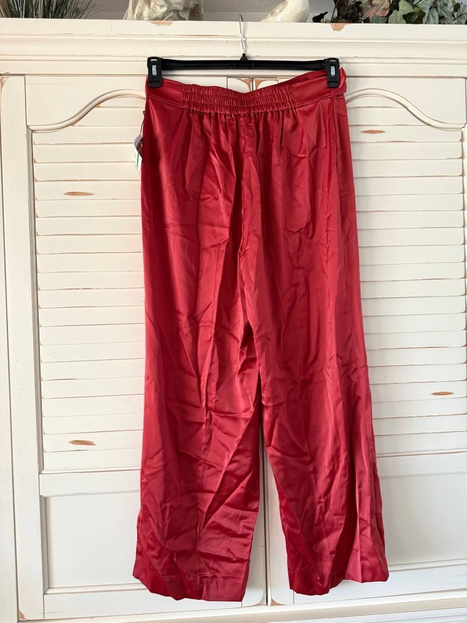Anne Klein Pants L Red Belted High Rise Wide Leg Trousers Career NWT MSRP $99