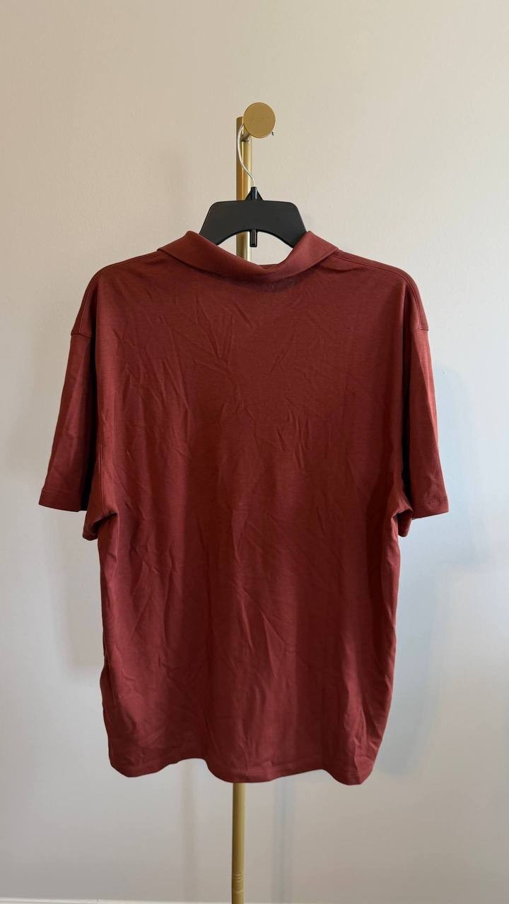 Calvin Klein Men’s Polo Shirt Rust Brown L/G Cotton Blend $89 NWT