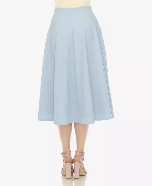 White Mark Flared Midi Skirt with Pockets Baby Blue M NWT $59
