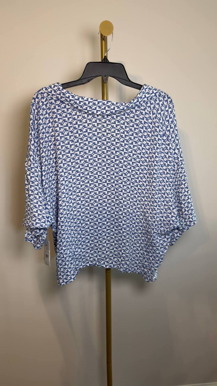 Roxy Hazy Dazy Cropped Button Up Cover Up Blue L NWT $56