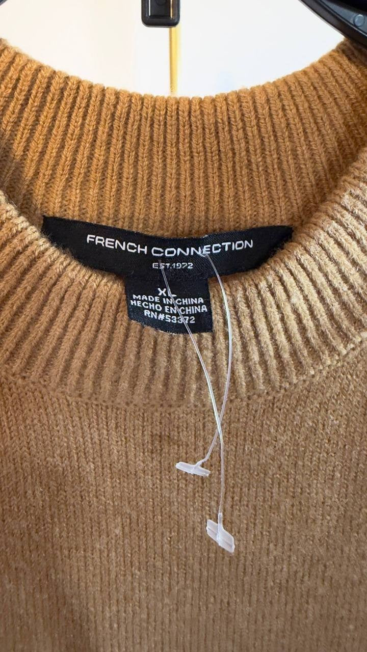 French Connection Millia Ribbed Sweater Vest Sand XL NWOT $98