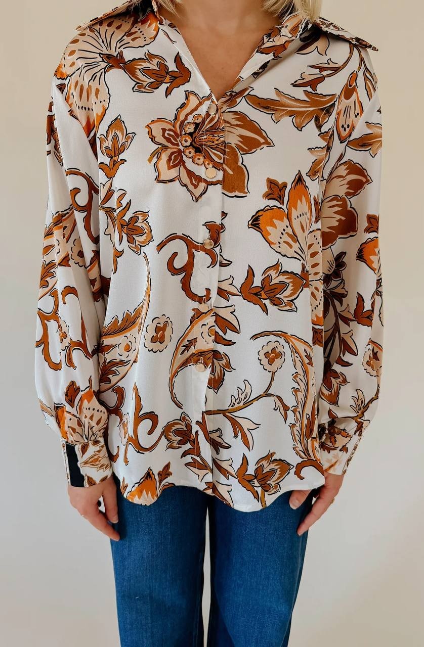 BEULAHSTYLE “Leaves Changing” Buttoned Blouse – Size L–NWT– $128