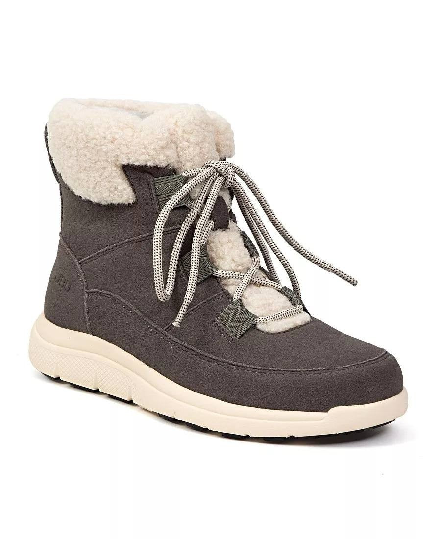 JBU Freeze Boots 8.5M Grey Suede Round Toe Faux Shearling New In Box msrp$79