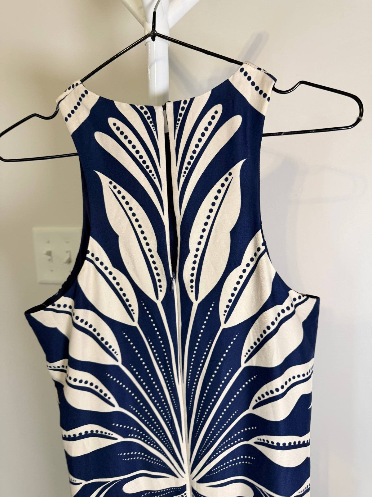 Donna Morgan Printed Column Dress Navy NWT Sizes 4 6 14 MSRP $178