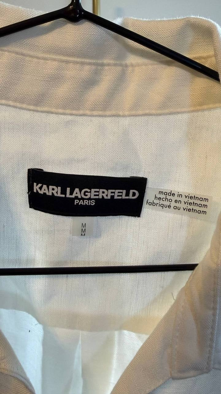 Karl Lagerfeld Paris Short-Sleeve Button Shirt White Size M NWOT $129