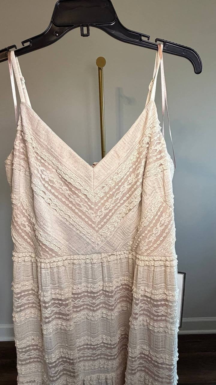 Eliza J Lace Tiered Maxi Dress Ivory 14 NWT $168