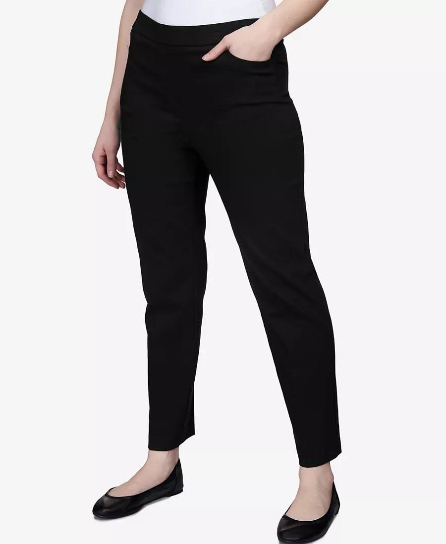 Alfred Dunner Petite Classics Tummy‑Control Pull‑On Straight‑Leg Pants – Size 10