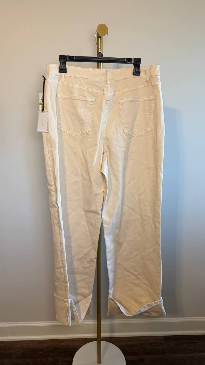 1.State Denim Roll‑Up Cuff Wide‑Leg Jeans New Ivory 14 NWT $109