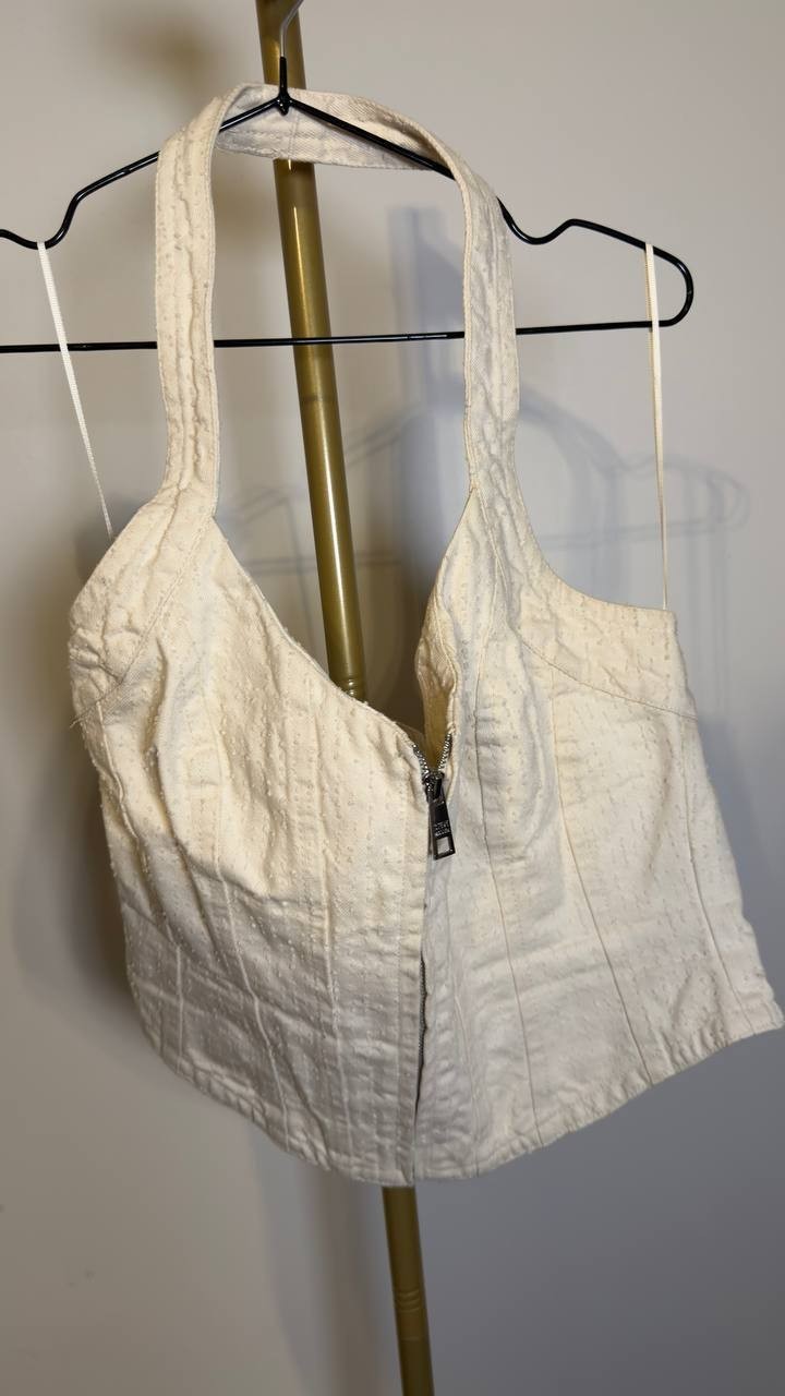 Steve Madden Natasha Corset Top Natural 10 NWT $69